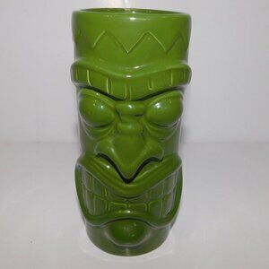 Mean Green 7" Ceramic Tiki Mug Cup Tumbler Glass
